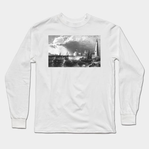 ocean castles and lighthouses Long Sleeve T-Shirt by Marccelus